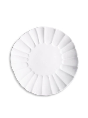 A round white plate from the Babble Plate Range with a scalloped, petal-inspired edge, shown from above on a plain white background—ideal for enhancing your fine dining tableware collection.