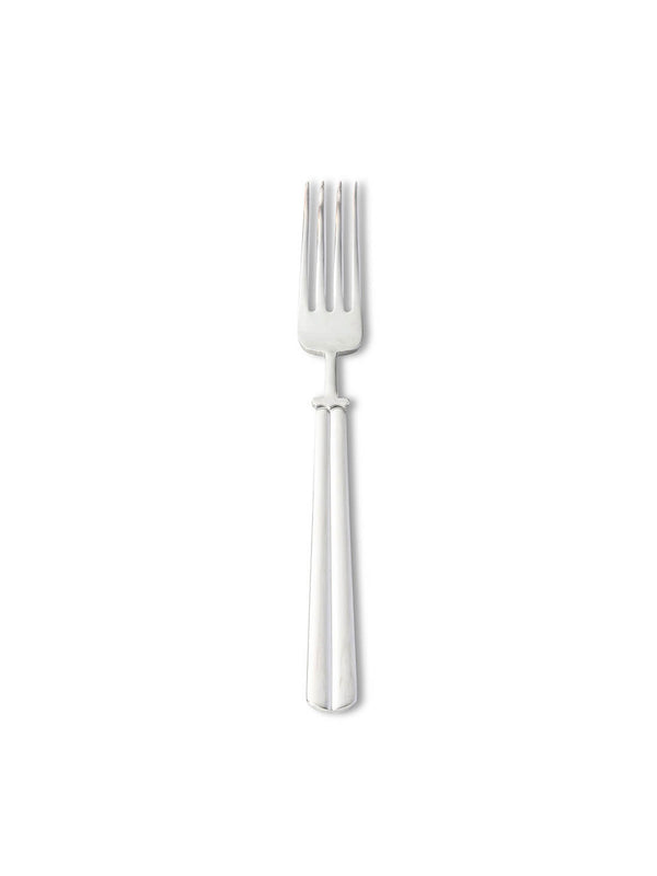 A stainless steel fork with four tines from the Mete Sliver Cutlery Range, shown on a white background‚Äîideal for modern classic or luxury table settings.