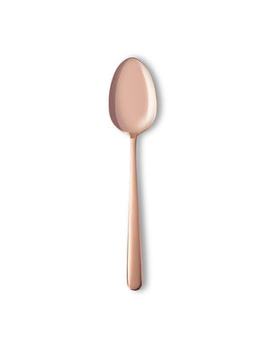 The Mico Copper Cutlery Range features a single rose gold metal spoon with a rounded bowl and straight handle, shown against a plain white background.