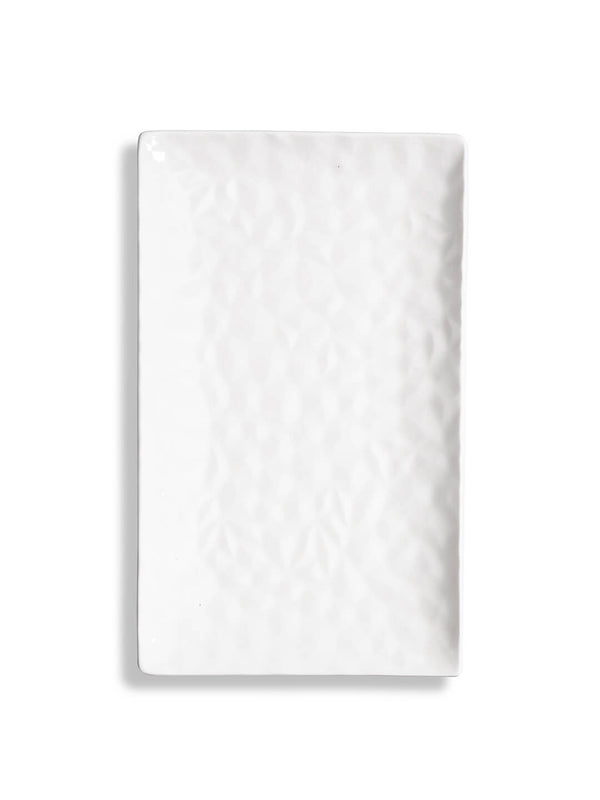 Rectangular plate from the Sky Plate Range, crafted in white ceramic with a subtle textured pattern and modern dinnerware style, presented on a plain white background.