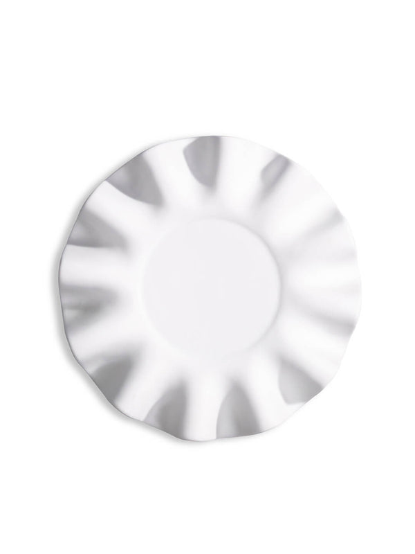 The Wave Plate Range features a white, round plate with a wavy, scalloped edge, shown from above on a plain white background—ideal for stylish fine dining presentations.