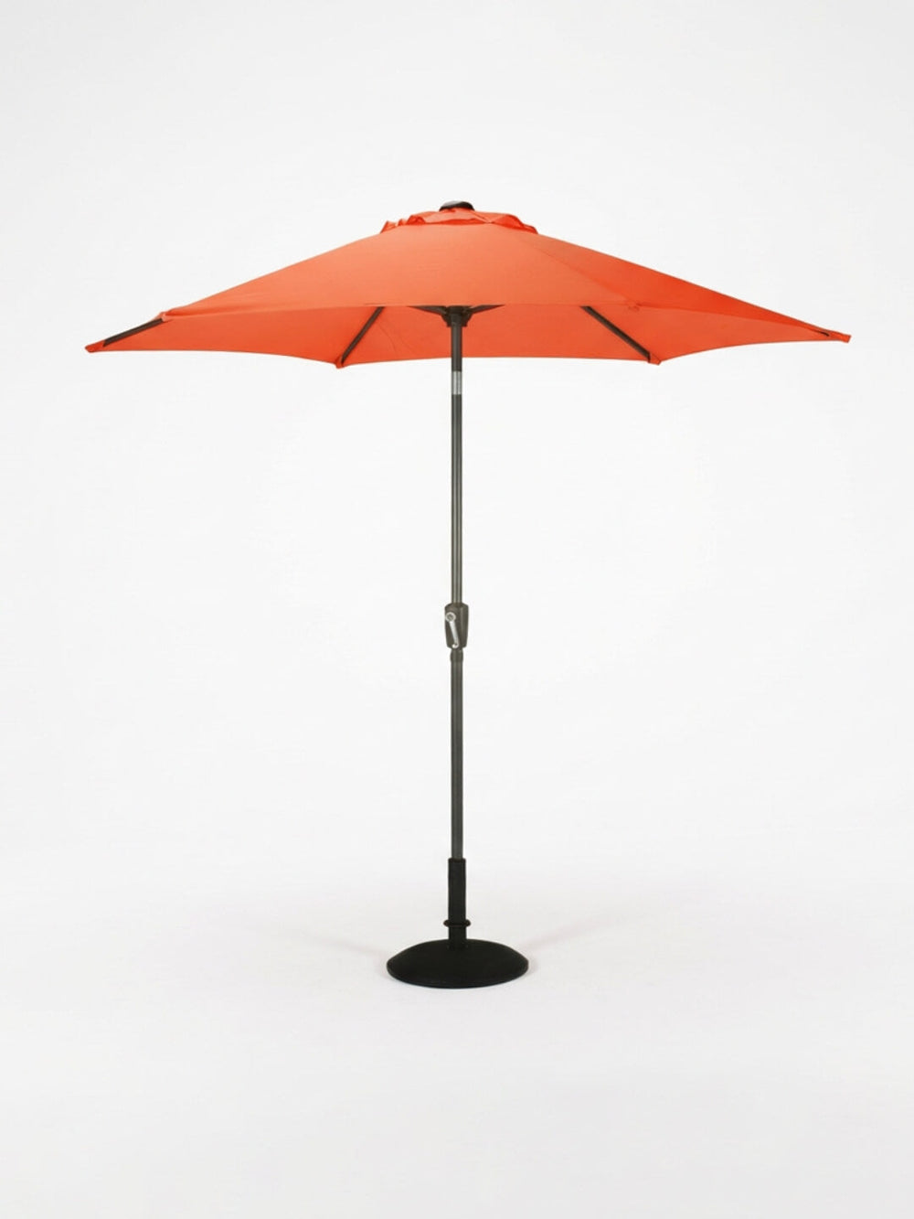 The Amalfi Parasol, featured in bright pink with a metal pole and black base, stands fully opened and upright on a white background—ideal for adding vibrant shade to any outdoor event.