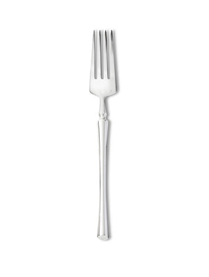 A four-tined stainless steel fork from the Emre Cutlery Range, with a curved handle, is showcased on a white background‚Äîideal for any modern tableware collection.