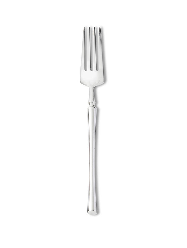 A four-tined stainless steel fork from the Emre Cutlery Range, with a curved handle, is showcased on a white background‚Äîideal for any modern tableware collection.