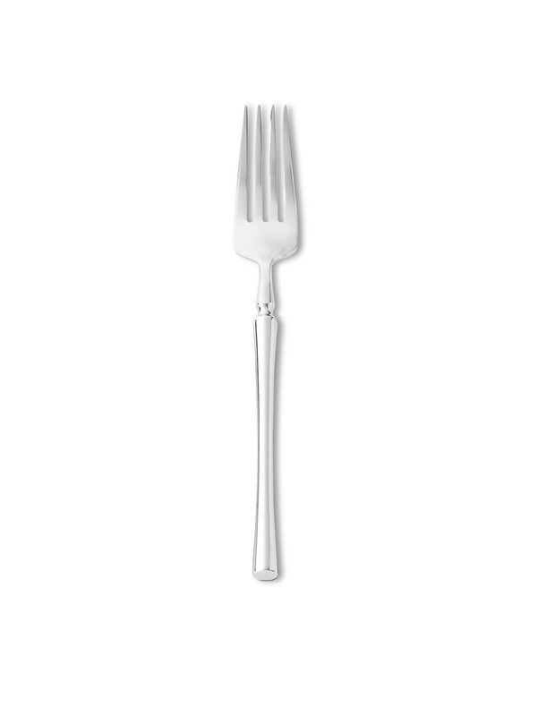 A sleek stainless steel fork from the Emre Cutlery Range, featuring four tines and a polished handle, is showcased on a white background‚Äîan ideal choice for modern table settings.